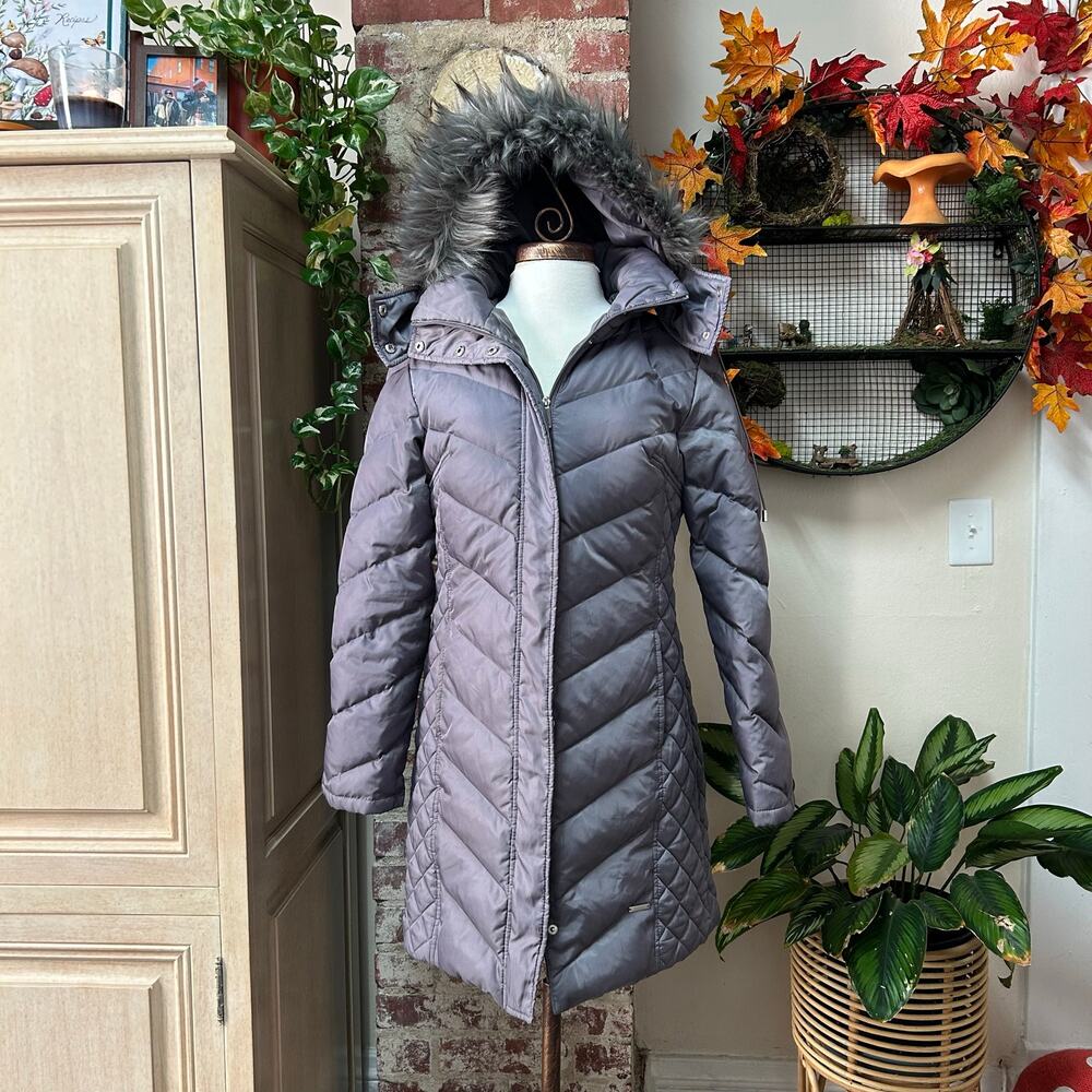 Y2K Reaction Kenneth Cole Slim Fit Faux Fur Hooded Puffer Coat Medium